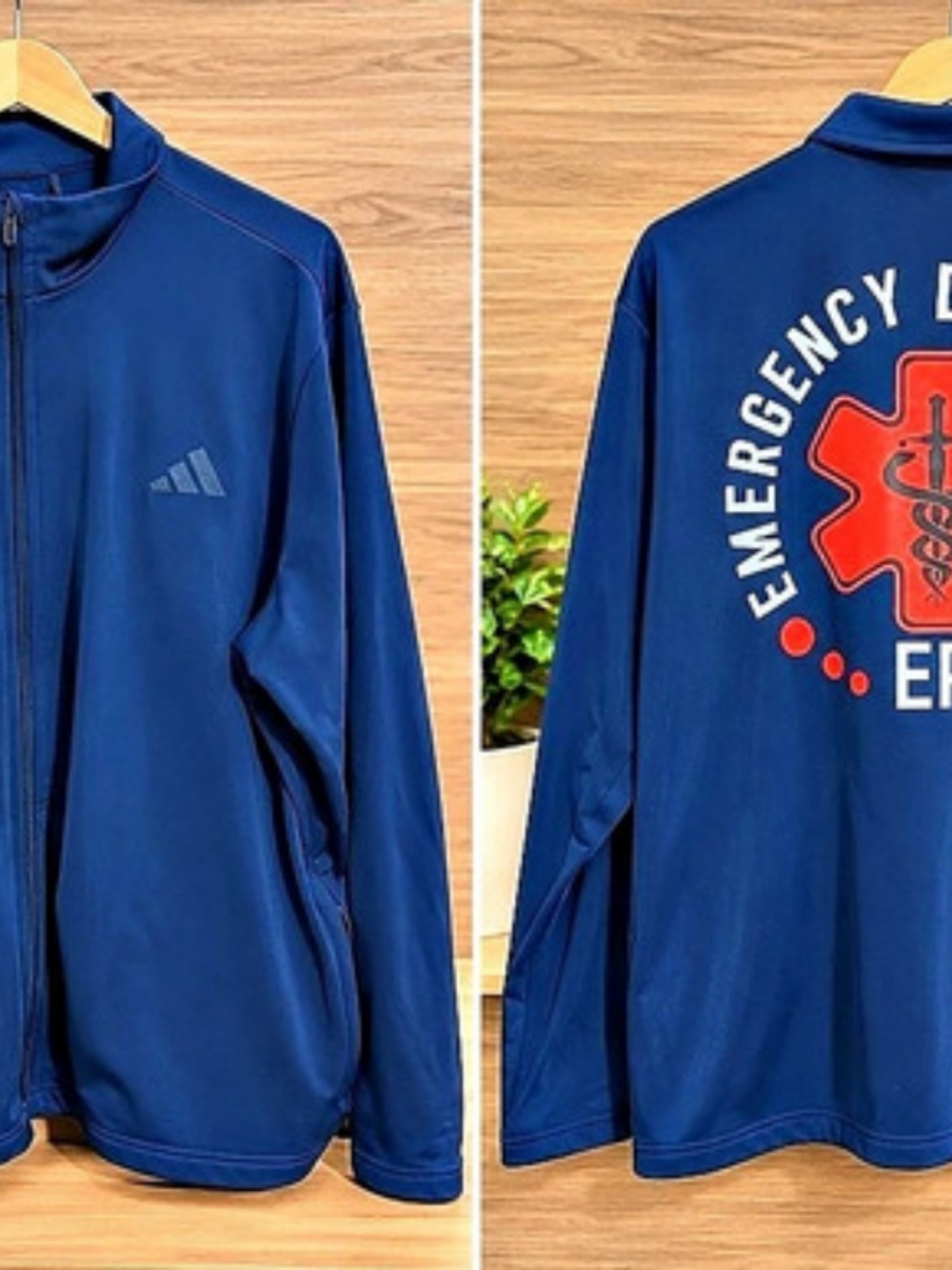 adidas Men's Blue Athletic Full-Zip Jacket Like New ER Department
